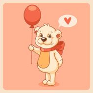 Valentine with bear on pink background