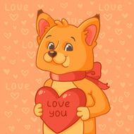 Cute fox with heart