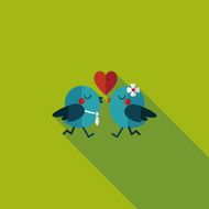 Valentine's Day lover bird flat icon with long shadow eps10 N96