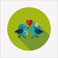 Valentine's Day lover bird flat icon with long shadow eps10 N100