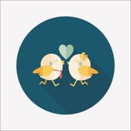 Valentine's Day lover bird flat icon with long shadow eps10 N103