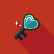 Valentine's Day lover key lock flat icon with long shadow N9