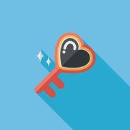 Valentine's Day lover key lock flat icon with long shadow N10