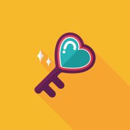 Valentine's Day lover key lock flat icon with long shadow N11