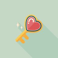 Valentine's Day lover key lock flat icon with long shadow N12