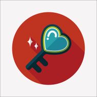 Valentine's Day lover key lock flat icon with long shadow N13