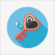 Valentine's Day lover key lock flat icon with long shadow N14