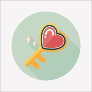Valentine's Day lover key lock flat icon with long shadow N16