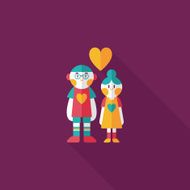 Valentine's day couple flat icon with long shadow eps10 N71
