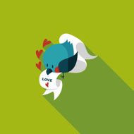 Valentine's Day lover bird flat icon with long shadow eps10 N104