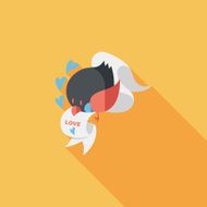 Valentine's Day lover bird flat icon with long shadow eps10 N105