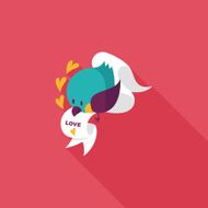Valentine's Day lover bird flat icon with long shadow eps10 N106