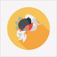 Valentine's Day lover bird flat icon with long shadow eps10 N109