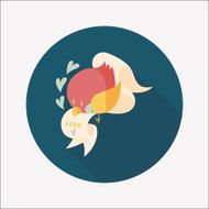 Valentine's Day lover bird flat icon with long shadow eps10 N111