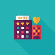 Valentine's day hotel flat icon with long shadow eps10 N30