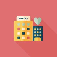 Valentine's day hotel flat icon with long shadow eps10 N31