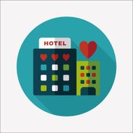 Valentine's day hotel flat icon with long shadow eps10 N32