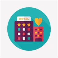 Valentine's day hotel flat icon with long shadow eps10 N33