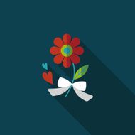 Valentine&#039;s Day flower flat icon with long shadow eps10 N63