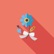 Valentine&#039;s Day flower flat icon with long shadow eps10 N64