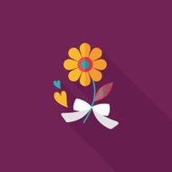 Valentine&#039;s Day flower flat icon with long shadow eps10 N65