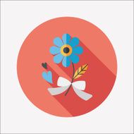 Valentine&#039;s Day flower flat icon with long shadow eps10 N68
