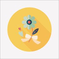 Valentine&#039;s Day flower flat icon with long shadow eps10 N70