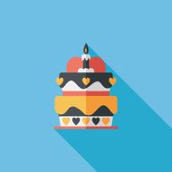 Valentine's Day cake flat icon with long shadow eps10 N42