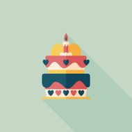 Valentine's Day cake flat icon with long shadow eps10 N44