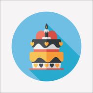 Valentine's Day cake flat icon with long shadow eps10 N46