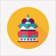 Valentine's Day cake flat icon with long shadow eps10 N47