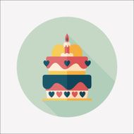Valentine's Day cake flat icon with long shadow eps10 N48