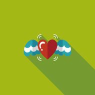 Valentine&#039;s Day love heart flat icon with long shadow eps10 N53