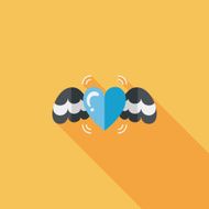 Valentine&#039;s Day love heart flat icon with long shadow eps10 N54