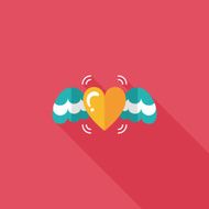 Valentine&#039;s Day love heart flat icon with long shadow eps10 N55