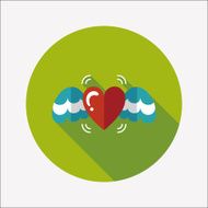 Valentine&#039;s Day love heart flat icon with long shadow eps10 N57