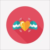 Valentine&#039;s Day love heart flat icon with long shadow eps10 N59