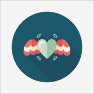 Valentine&#039;s Day love heart flat icon with long shadow eps10 N60