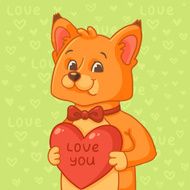 Cute fox with heart N2