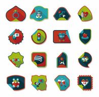 Valentine&#039;s Day sticker banner flat design background set