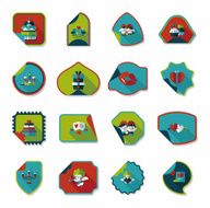 Valentine&#039;s Day sticker banner flat design background set N2