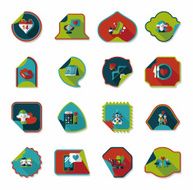 Valentine&#039;s Day sticker banner flat design background set N5