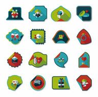Valentine&#039;s Day sticker banner flat design background set N6