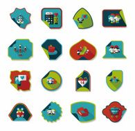 Valentine&#039;s Day sticker banner flat design background set N7