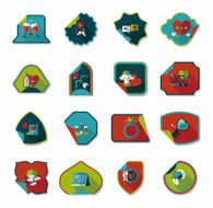 Valentine&#039;s Day sticker banner flat design background set N8