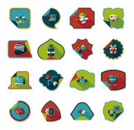 Valentine&#039;s Day sticker banner flat design background set N12