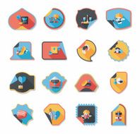 Valentine&#039;s Day sticker banner flat design background set N15