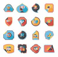 Valentine&#039;s Day sticker banner flat design background set N19