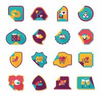 Valentine&#039;s Day sticker banner flat design background set N26