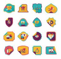Valentine&#039;s Day sticker banner flat design background set N29